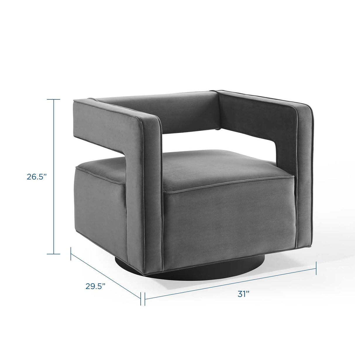30 Inch Performance Velvet Swivel Armchair