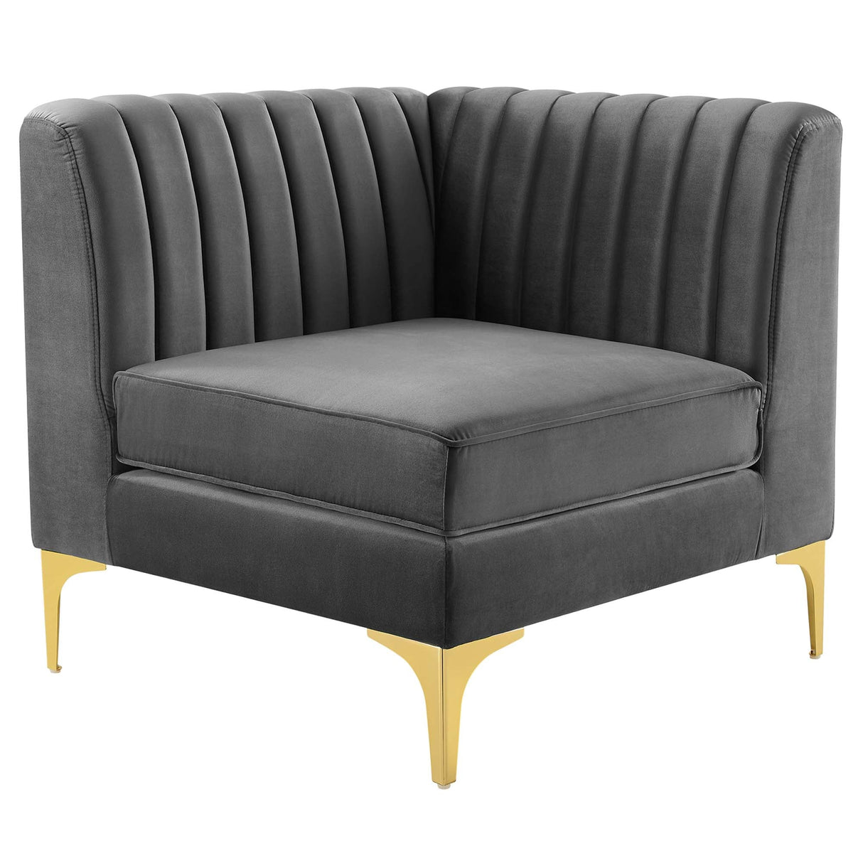 Channel Tufted Performance Velvet Sectional Sofa Corner Chair 32 Inch