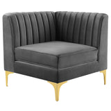 Channel Tufted Performance Velvet Sectional Sofa Corner Chair 32 Inch