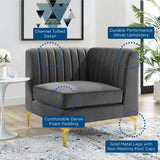 Channel Tufted Performance Velvet Sectional Sofa Corner Chair 32 Inch