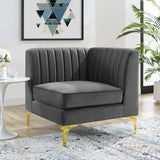 Channel Tufted Performance Velvet Sectional Sofa Corner Chair 32 Inch