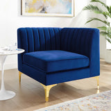 Channel Tufted Performance Velvet Sectional Sofa Corner Chair 32 Inch