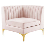 Channel Tufted Performance Velvet Sectional Sofa Corner Chair 32 Inch
