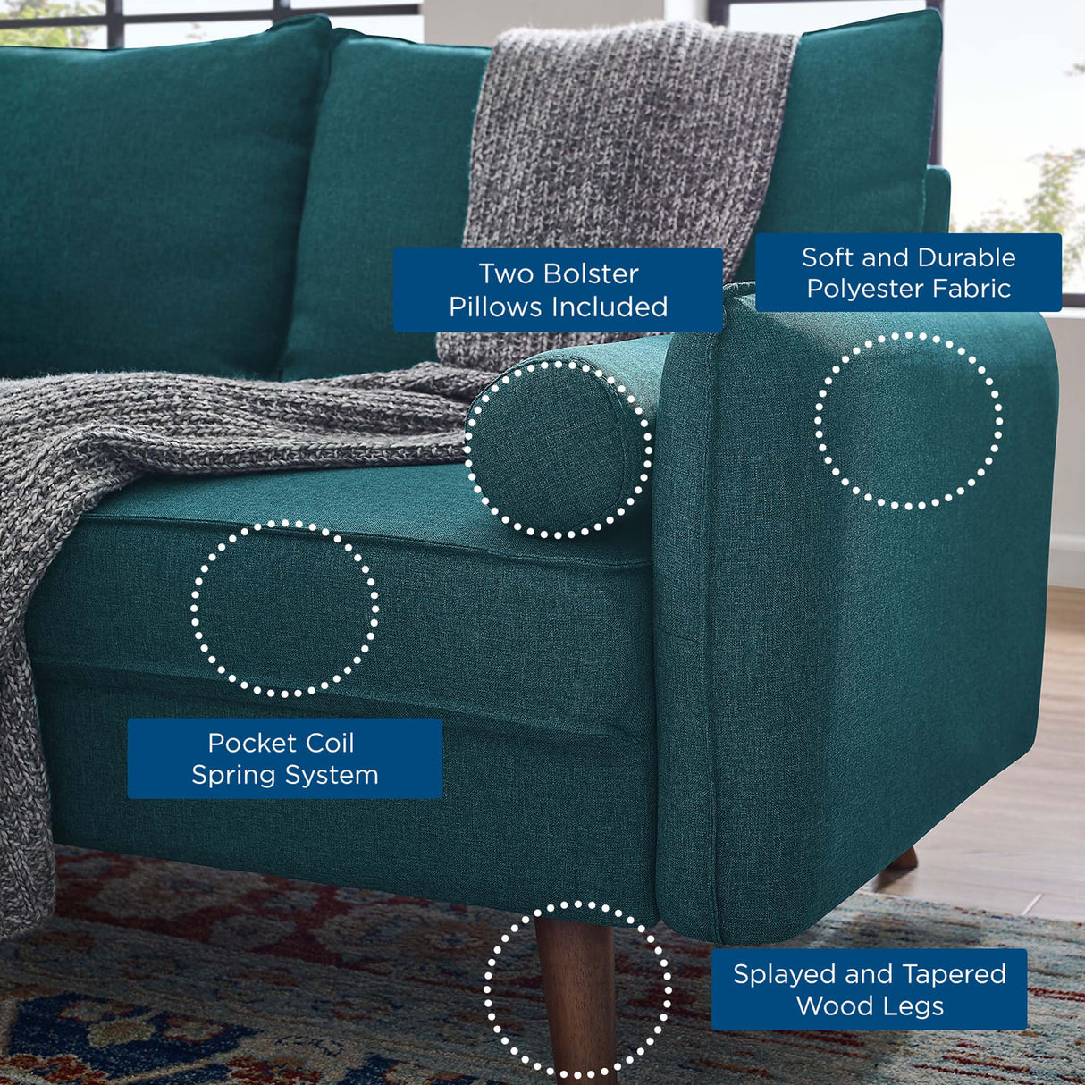 2 Piece 105" Upholstered Fabric Sofa and Loveseat Set