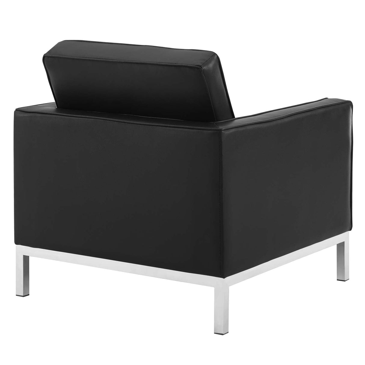 2 Piece 123" Tufted Upholstered Faux Leather Sofa and Armchair Set