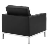 2 Piece 123" Tufted Upholstered Faux Leather Sofa and Armchair Set