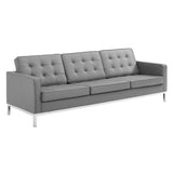 2 Piece 123" Tufted Upholstered Faux Leather Sofa and Armchair Set