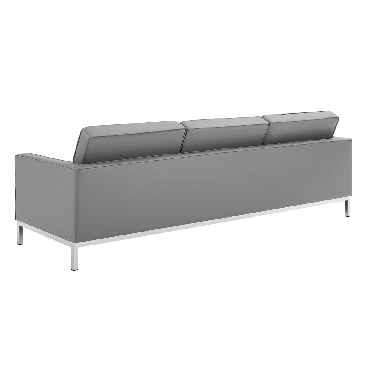 2 Piece 123" Tufted Upholstered Faux Leather Sofa and Armchair Set