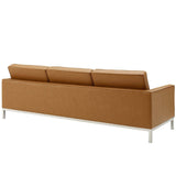 2 Piece 123" Tufted Upholstered Faux Leather Sofa and Armchair Set