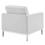 2 Piece 123" Tufted Upholstered Faux Leather Sofa and Armchair Set