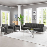 3 Piece 123" Tufted Vegan Leather Furniture Set