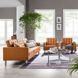3 Piece 123" Tufted Vegan Leather Furniture Set