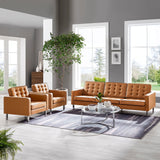 3 Piece 123" Tufted Vegan Leather Furniture Set