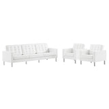 3 Piece 123" Tufted Vegan Leather Furniture Set