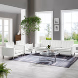 3 Piece 123" Tufted Vegan Leather Furniture Set