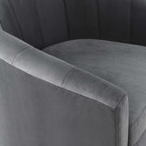 30 Inch Performance Velvet Swivel Barrel Armchair with Channel Tufting