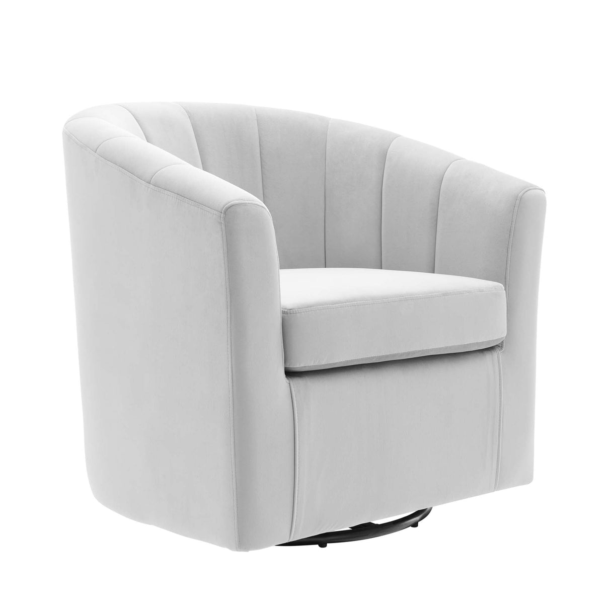 30 Inch Performance Velvet Swivel Barrel Armchair with Channel Tufting