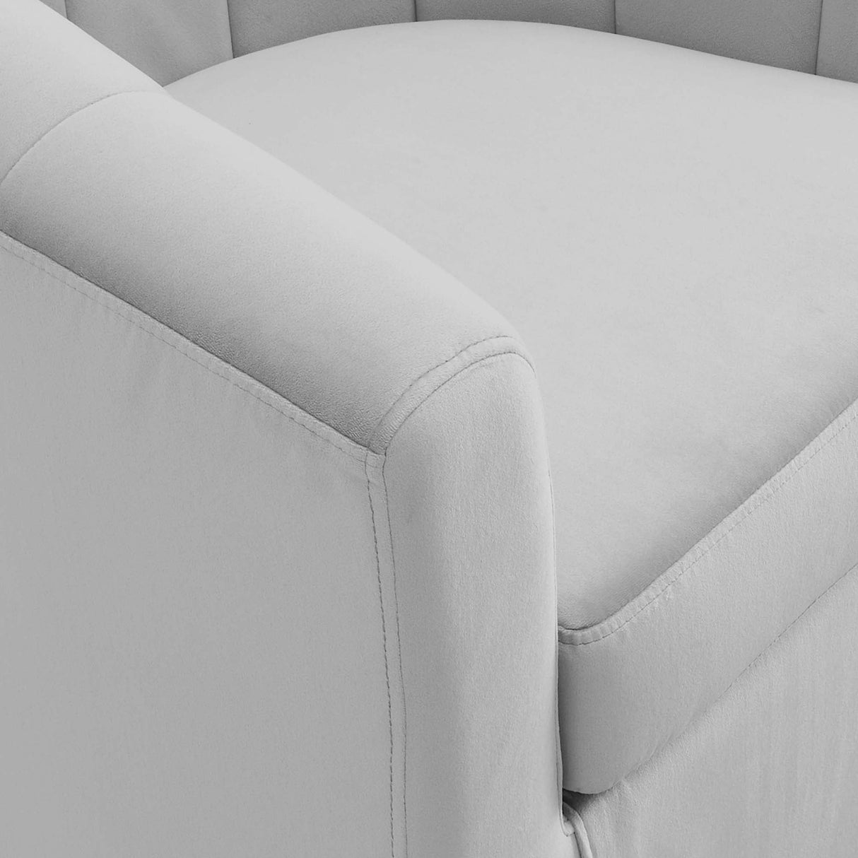 30 Inch Performance Velvet Swivel Barrel Armchair with Channel Tufting