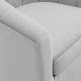 30 Inch Performance Velvet Swivel Barrel Armchair with Channel Tufting