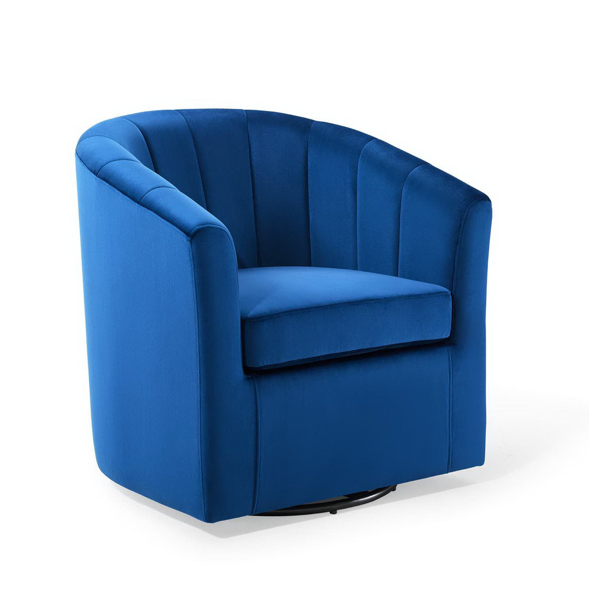 30 Inch Performance Velvet Swivel Barrel Armchair with Channel Tufting