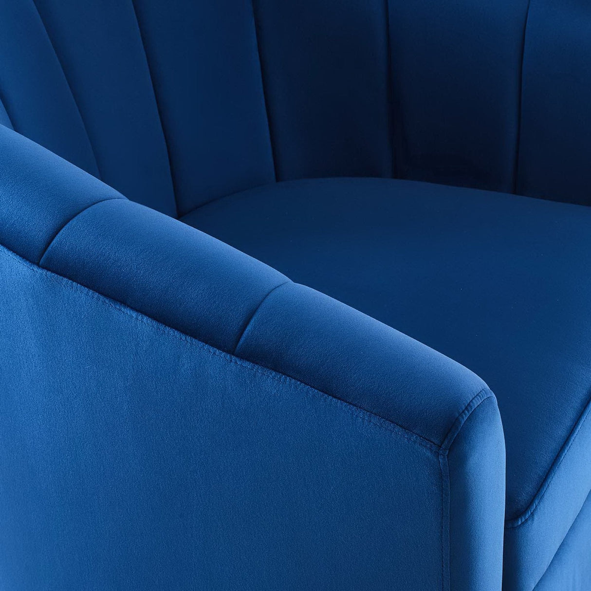 30 Inch Performance Velvet Swivel Barrel Armchair with Channel Tufting