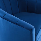 30 Inch Performance Velvet Swivel Barrel Armchair with Channel Tufting