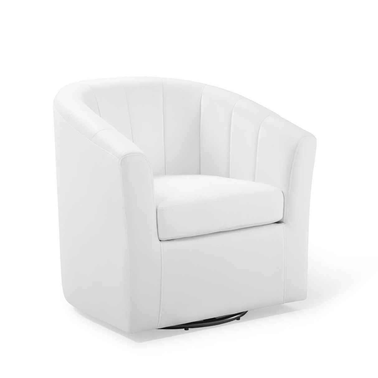 30 Inch Performance Velvet Swivel Barrel Armchair with Channel Tufting