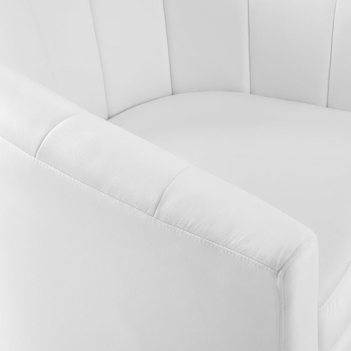 30 Inch Performance Velvet Swivel Barrel Armchair with Channel Tufting