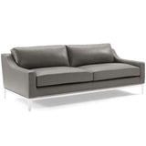 2 Piece 123" Stainless Steel Base Leather Sofa and Loveseat Set