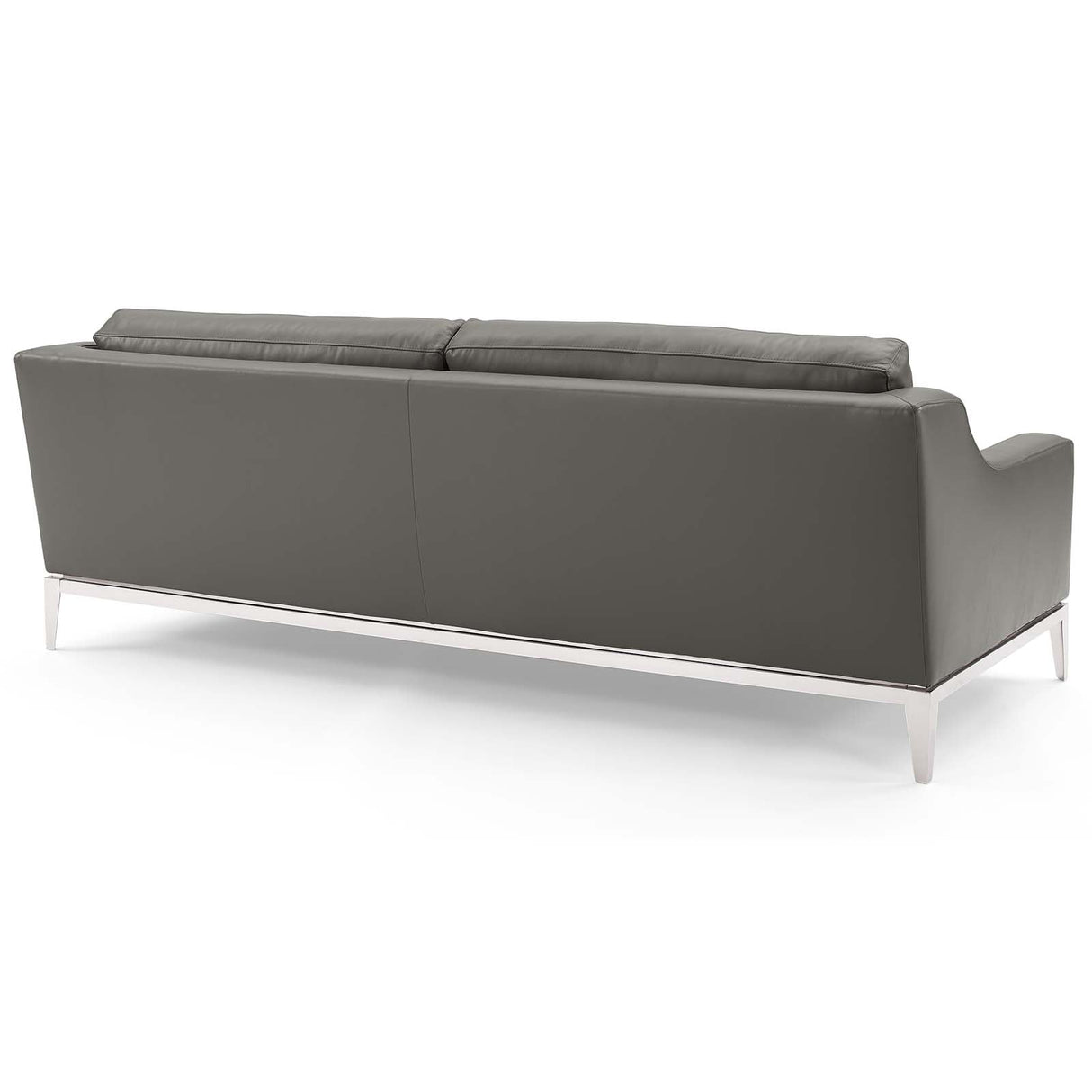 2 Piece 123" Stainless Steel Base Leather Sofa and Loveseat Set