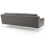 2 Piece 123" Stainless Steel Base Leather Sofa and Loveseat Set