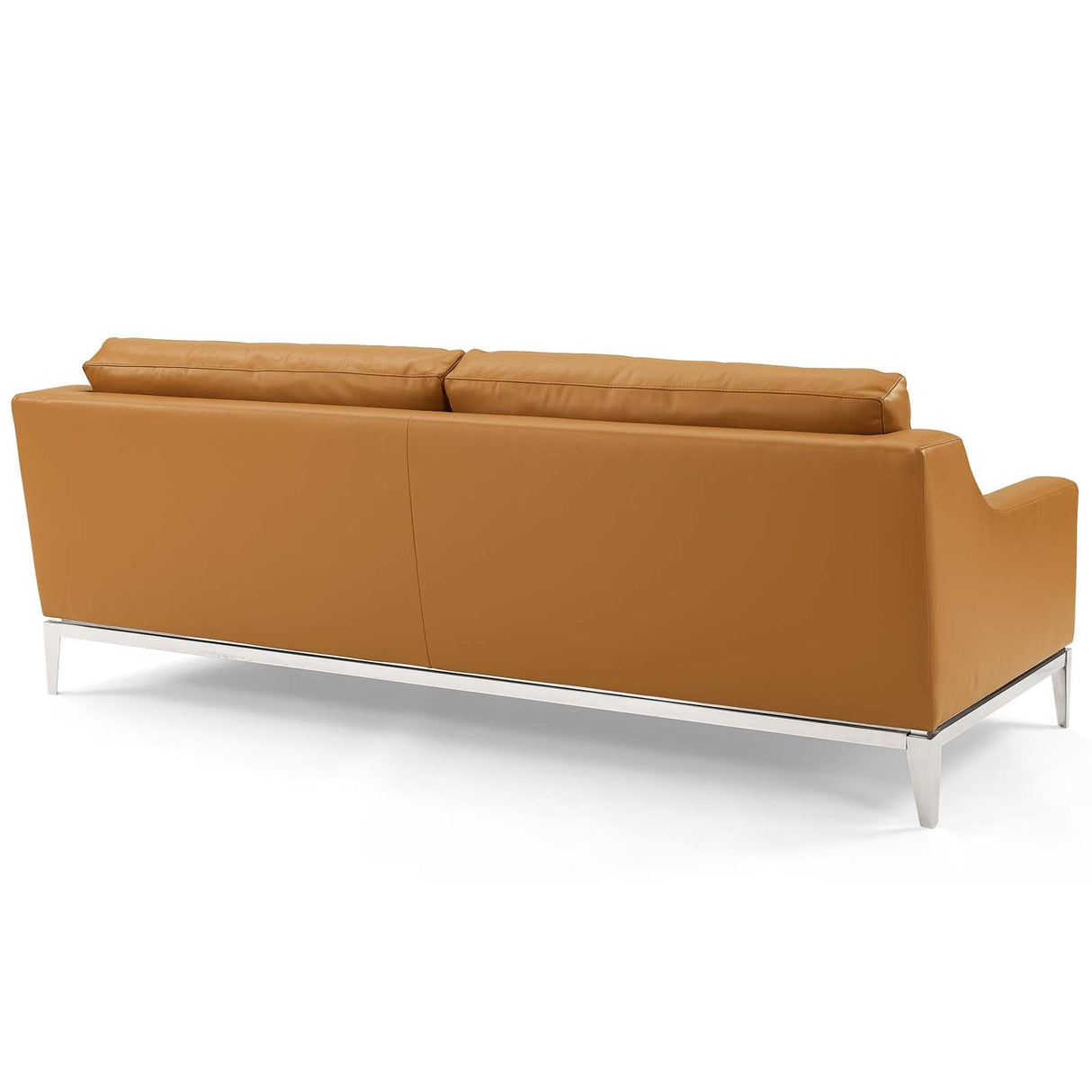 2 Piece 123" Stainless Steel Base Leather Sofa and Loveseat Set