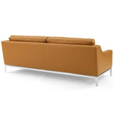 2 Piece 123" Stainless Steel Base Leather Sofa and Loveseat Set