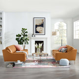 2 Piece 123" Stainless Steel Base Leather Sofa and Loveseat Set