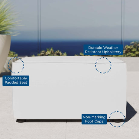 30" White Outdoor Patio Upholstered Sectional Ottoman