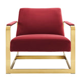 27 Inch Performance Velvet Accent Chair with Coated Steel Frame