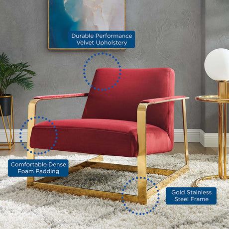 27 Inch Performance Velvet Accent Chair with Coated Steel Frame