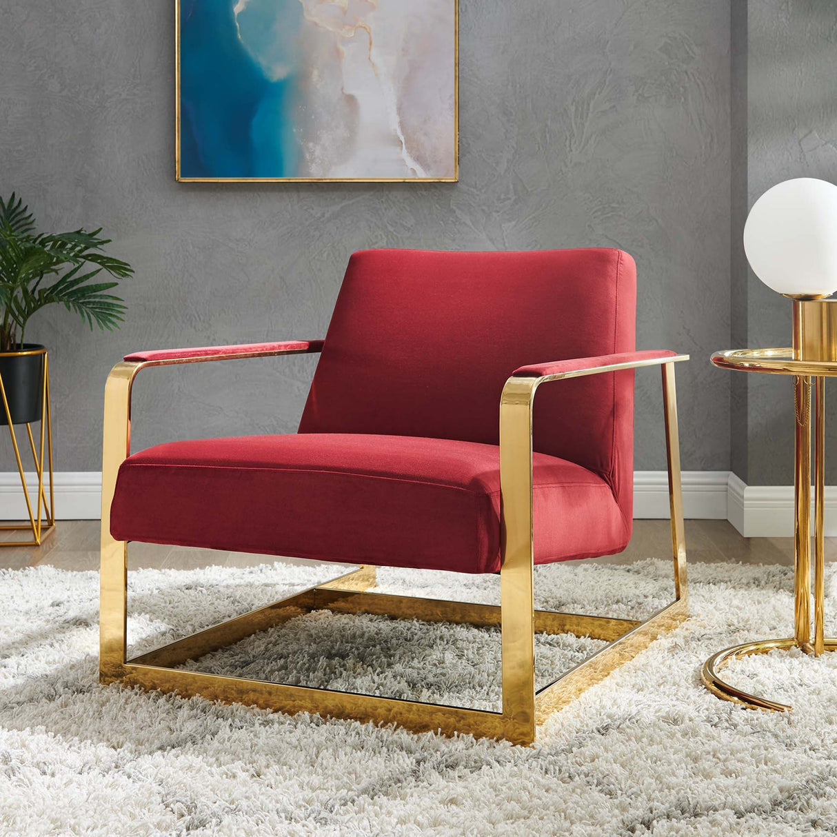 27 Inch Performance Velvet Accent Chair with Coated Steel Frame