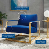 27 Inch Performance Velvet Accent Chair with Coated Steel Frame