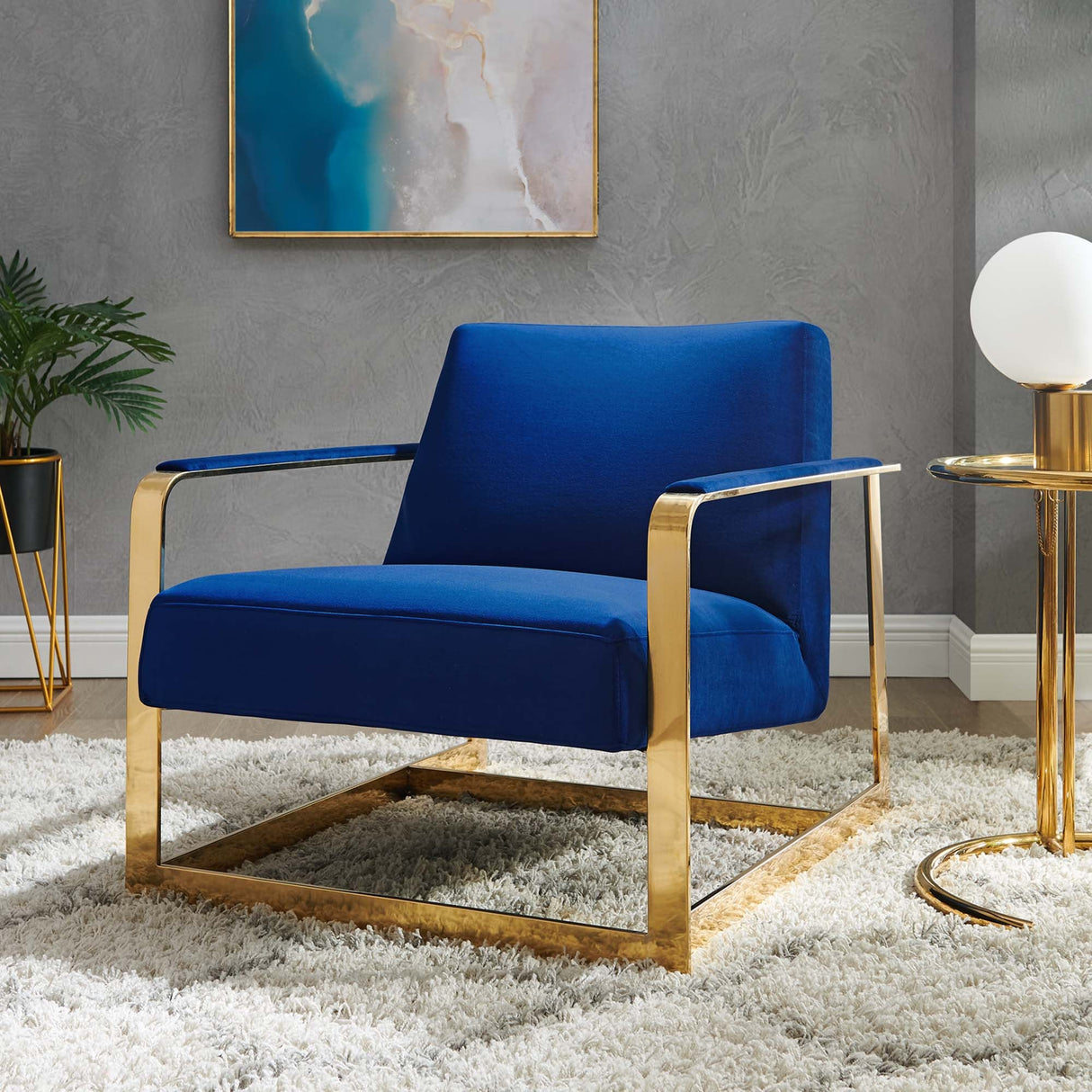 27 Inch Performance Velvet Accent Chair with Coated Steel Frame