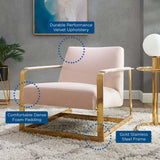 27 Inch Performance Velvet Accent Chair with Coated Steel Frame