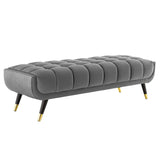 60 Inch Adept Performance Velvet Accent Bench with Gold Metal Caps