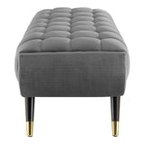 60 Inch Adept Performance Velvet Accent Bench with Gold Metal Caps