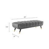 60 Inch Adept Performance Velvet Accent Bench with Gold Metal Caps