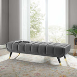 60 Inch Adept Performance Velvet Accent Bench with Gold Metal Caps