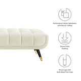 60 Inch Adept Performance Velvet Accent Bench with Gold Metal Caps