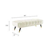 60 Inch Adept Performance Velvet Accent Bench with Gold Metal Caps