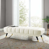 60 Inch Adept Performance Velvet Accent Bench with Gold Metal Caps