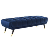 60 Inch Adept Performance Velvet Accent Bench with Gold Metal Caps