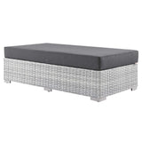 57" Light Gray Charcoal Outdoor Patio Rectangular Wicker Ottoman